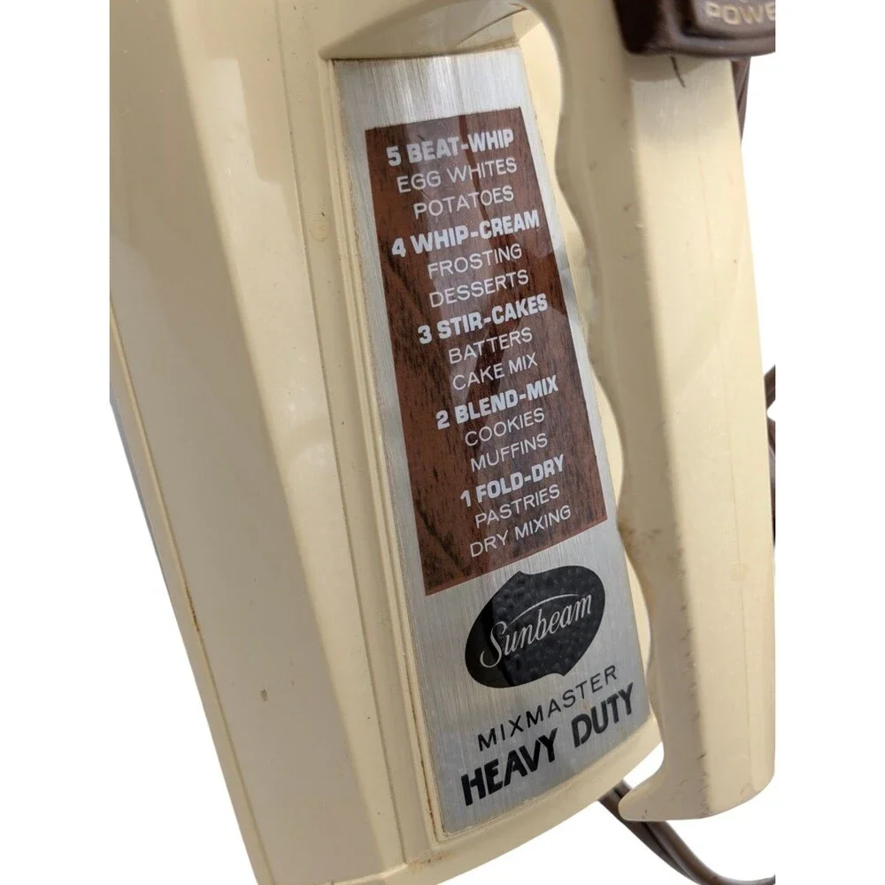 Vintage Sunbeam Mixmaster Hand Mixer 5 Speed 3-76 Almond Brown Burst of Power